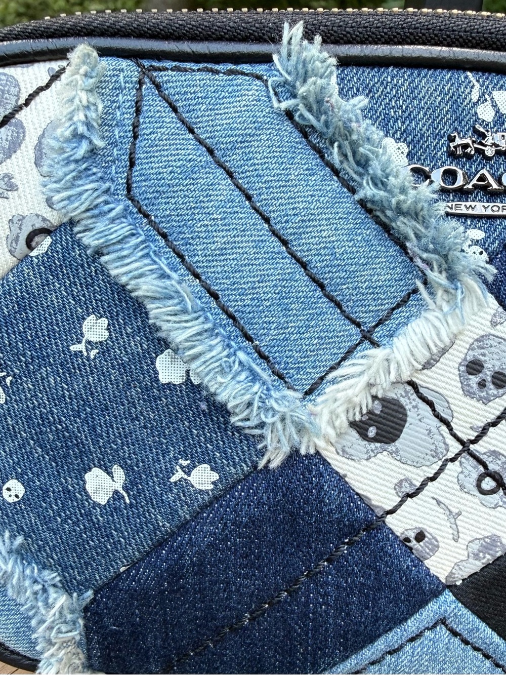 Coach Canyon Quilt Denim Patchwork Crossbody Skull Floral EUC W/Branded Dustbag - Picture 7 of 10